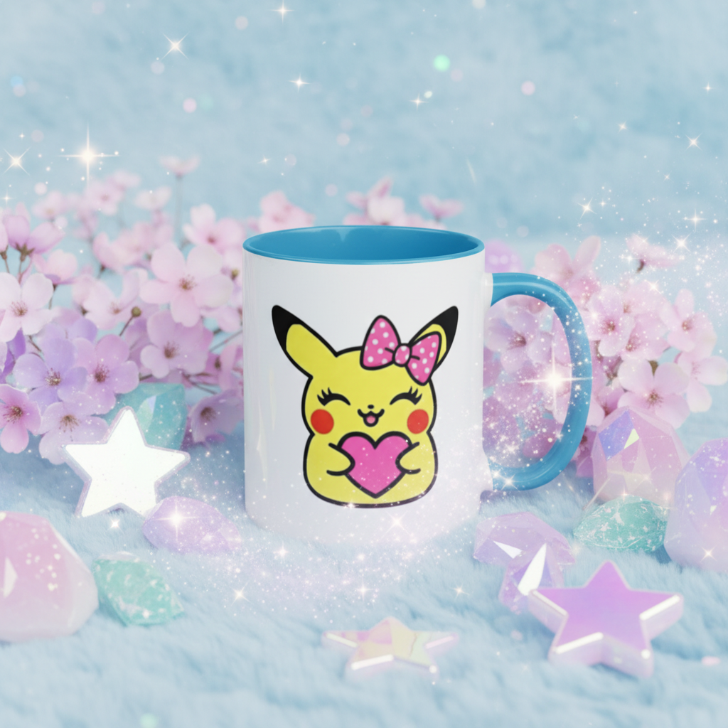 Tasse Pikachu fille anse bleue - ambiance cosmique