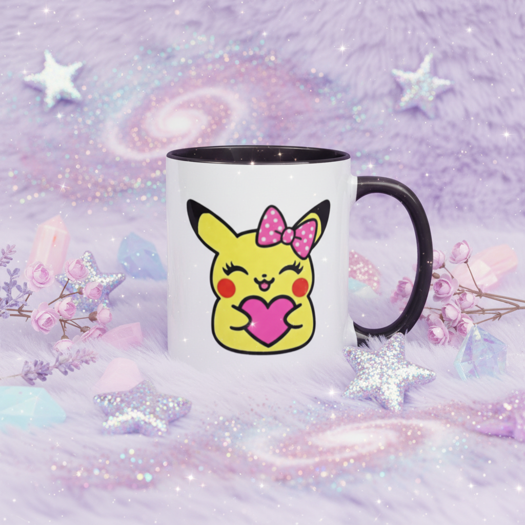 Tasse Pikachu fille anse noire - ambiance cosmique