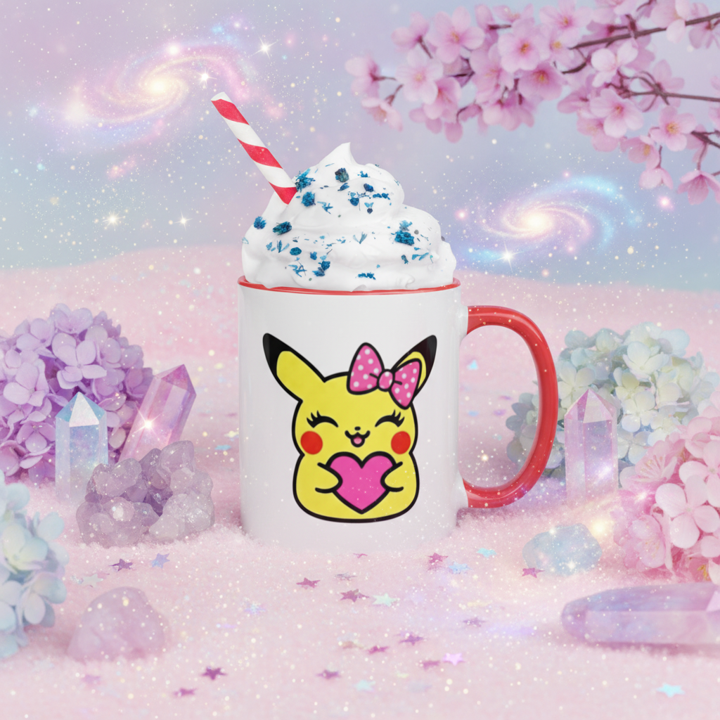 Tasse Pikachu fille anse rouge - ambiance cosmique